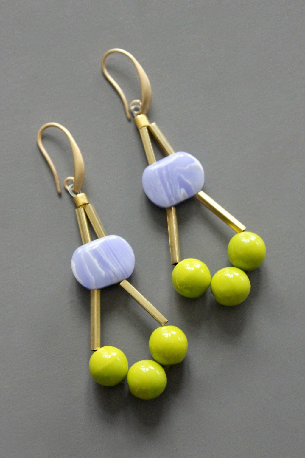 Emi brass hook earrings with glass