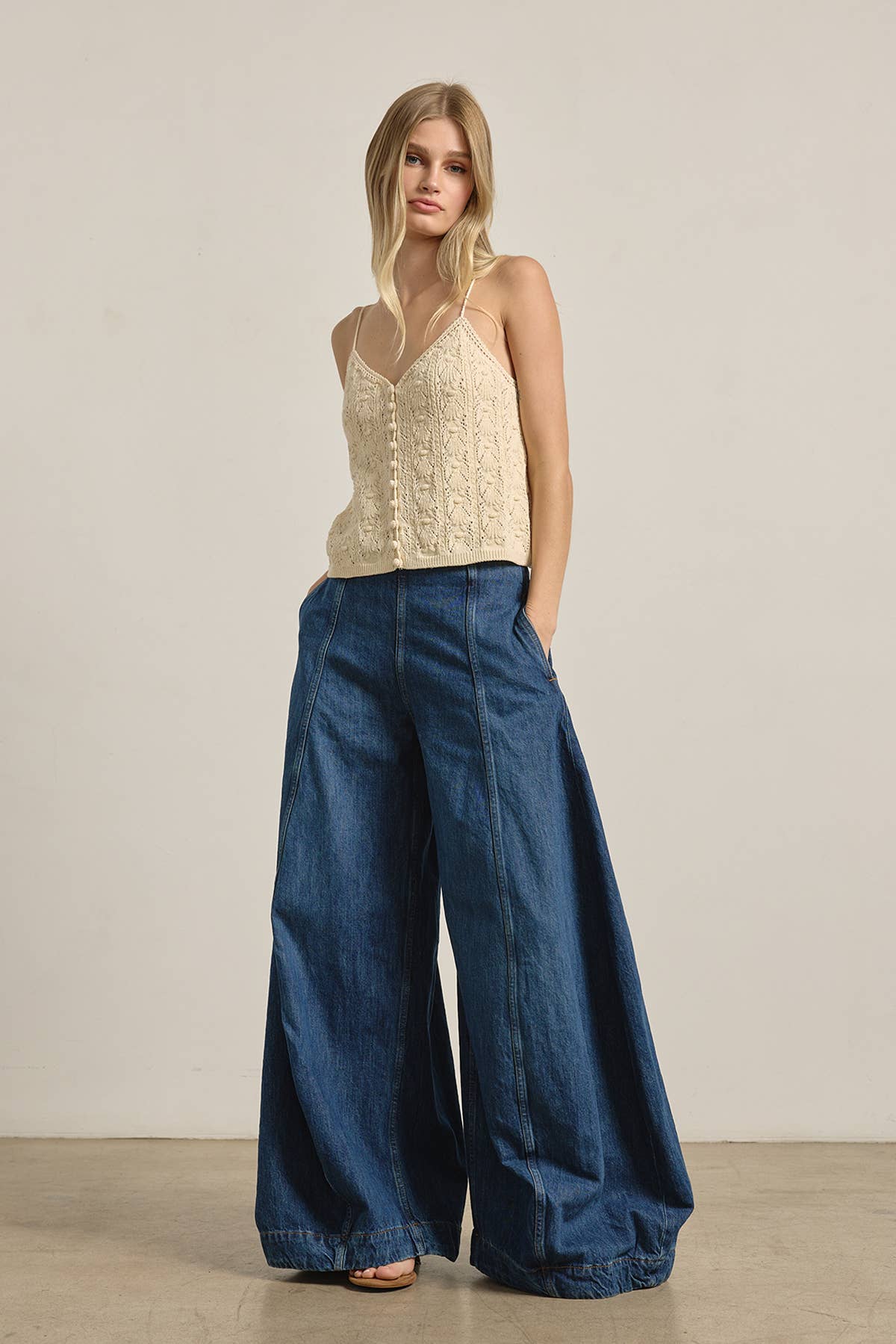 Knit Button Front Cami Top