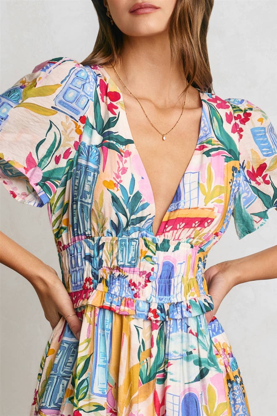 Long Summer Plunging Tiered Maxi Dress