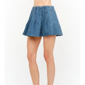 Aria Pleated Denim Mini Skirt
