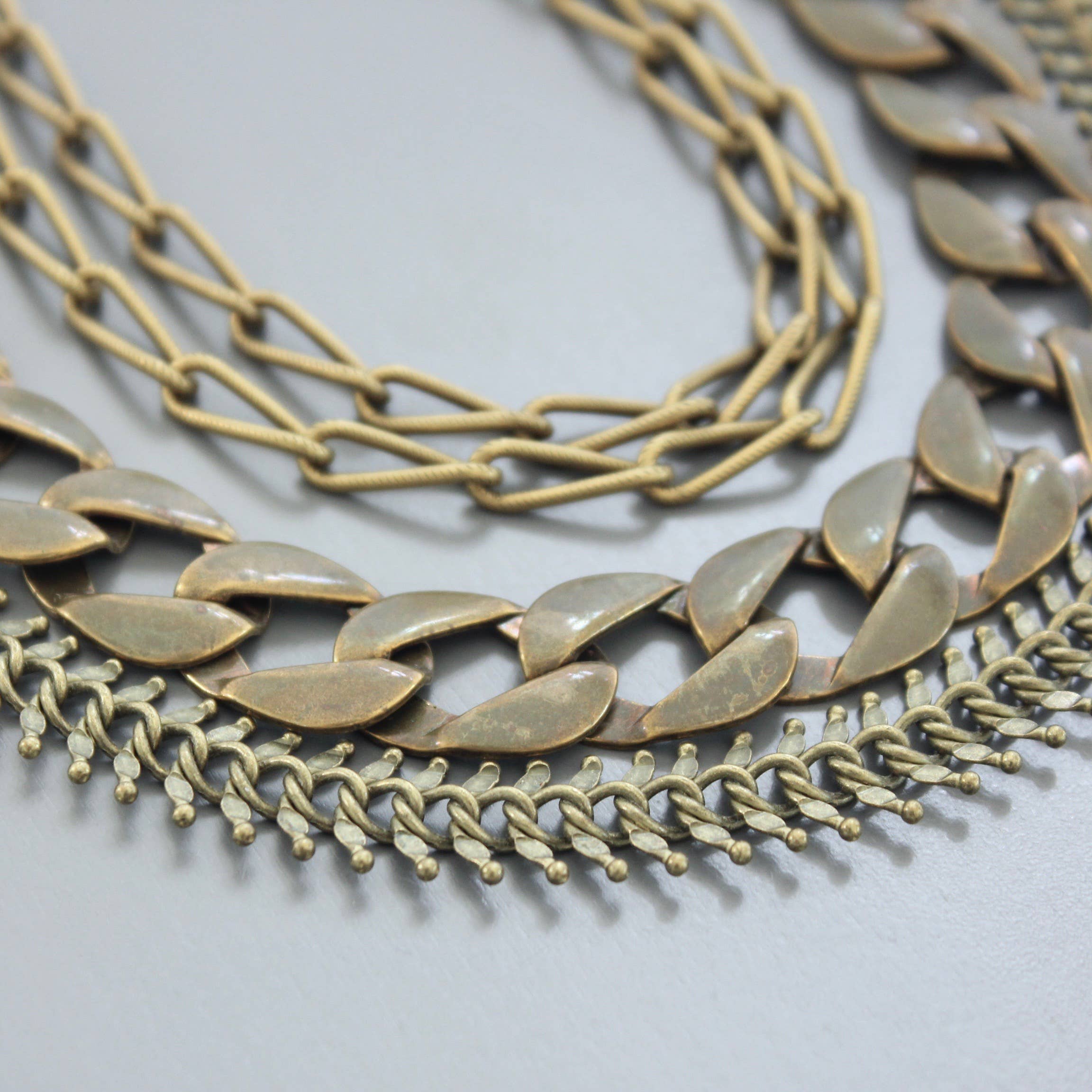 David Aubrey Multi strand brass ox chain necklace