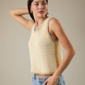 ROUND NECK SLEEVELESS CROCHET TANK TOP