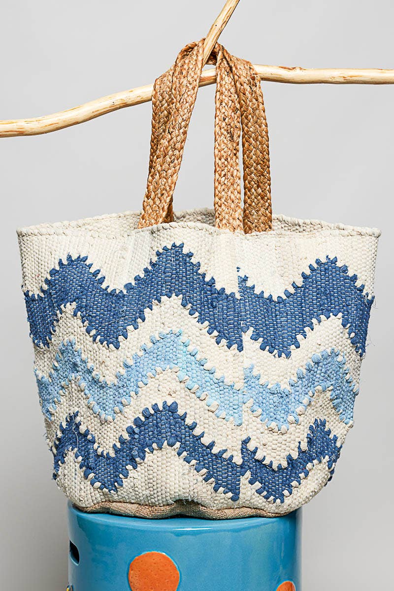 Beach Letter Woven Braided Tote Bag