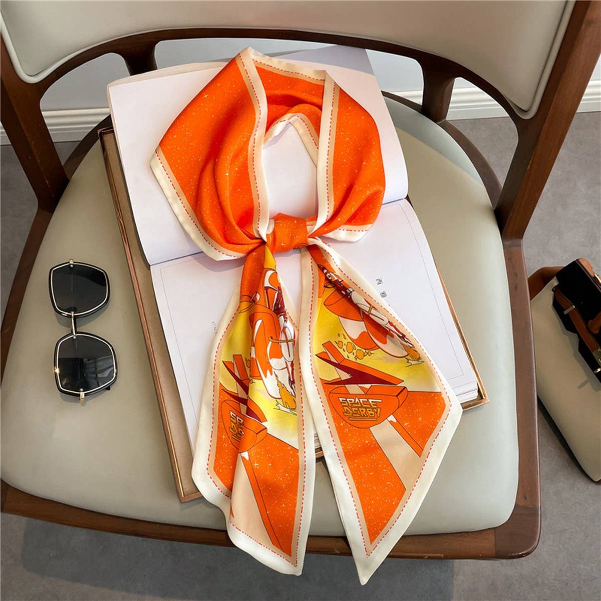 Skinny Silk Scarf for Hair, Neck or Bag Wrap_CWASC1512🎗️