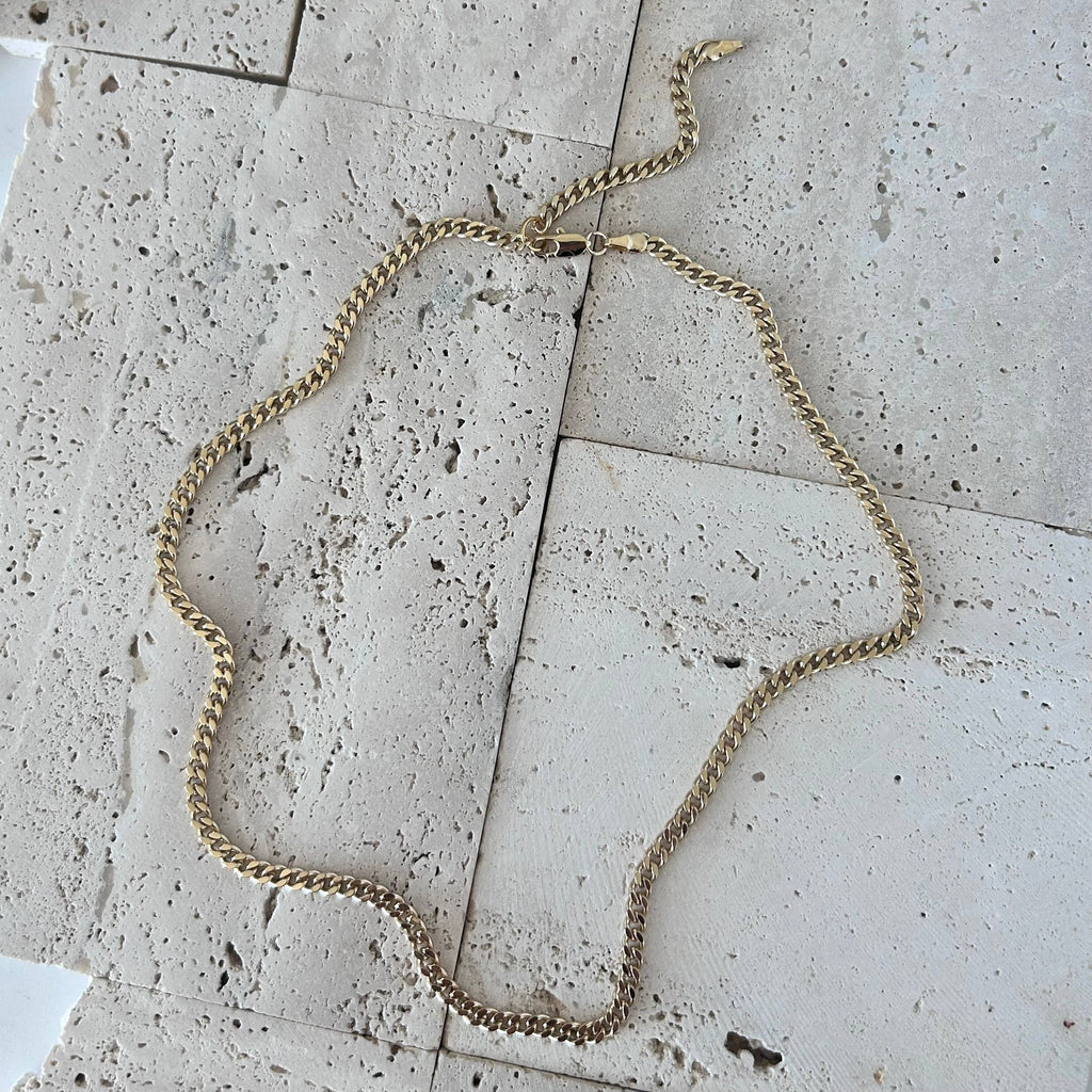 Gold Curb Chain Layering necklace 18k gold-filled