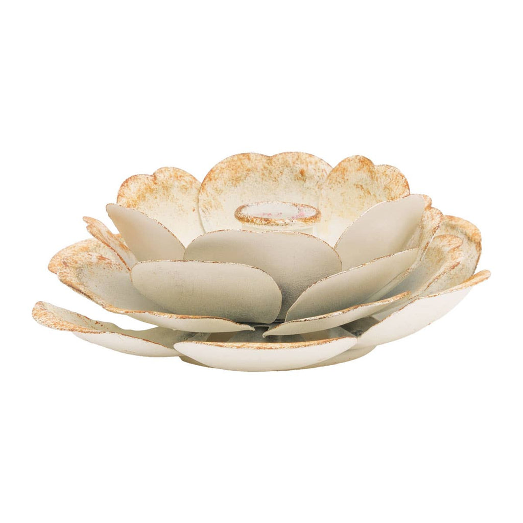 Abeline Flower Taper Candle Holder White