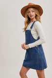 DENIM OVERALL MINI DRESS WITH POCKETS
