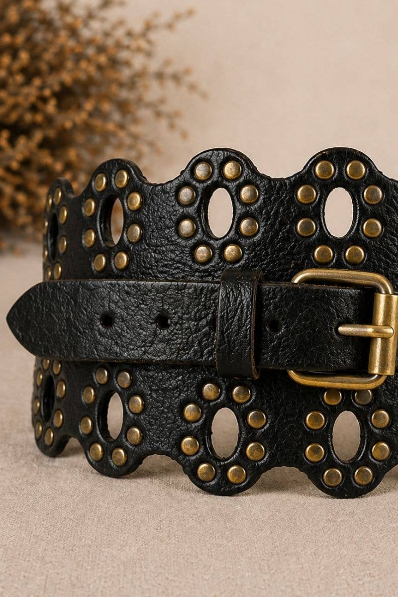 Draco Black Leather Sash Belt