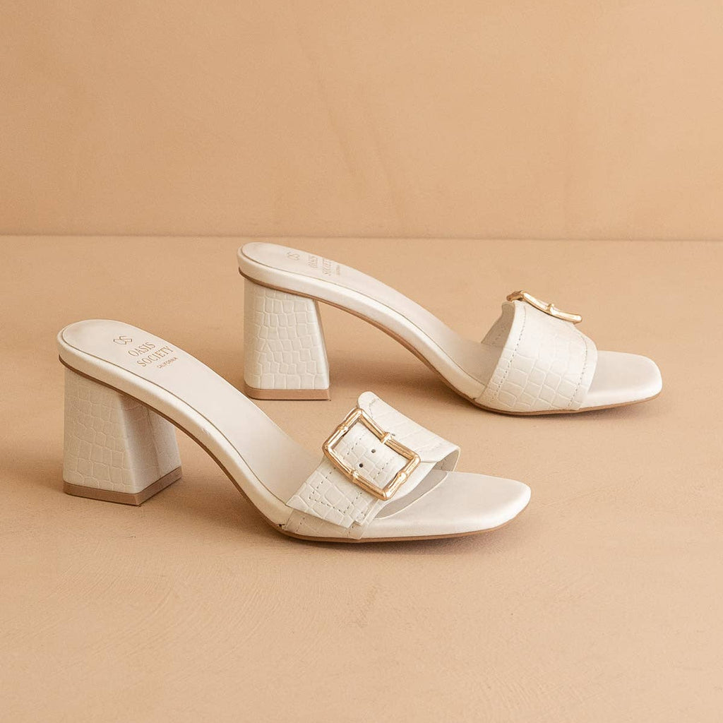 The Glendale White | Bamboo Buckle Sandal