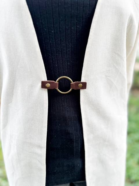 Cinch Clip for Clothes Bronze w/ Studded Brown Leather Clasp