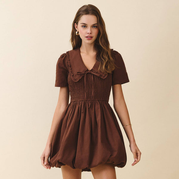 Puff Sleeve Shirred Bodice Bubble Dress