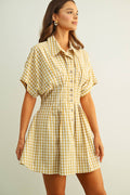 GINGHAM PATTERNED SHIRT DRESS