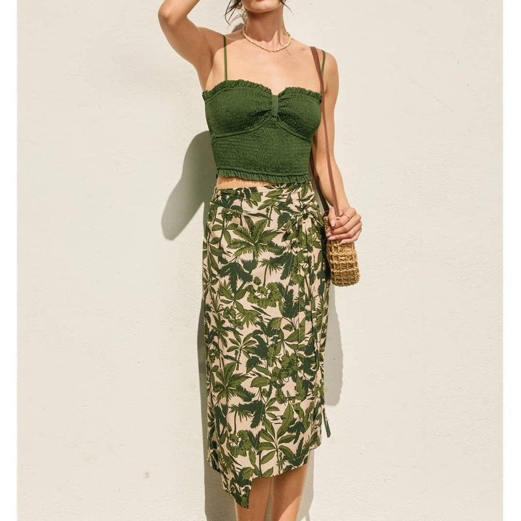 Paradise Grove Tilt Midi Wrap Skirt