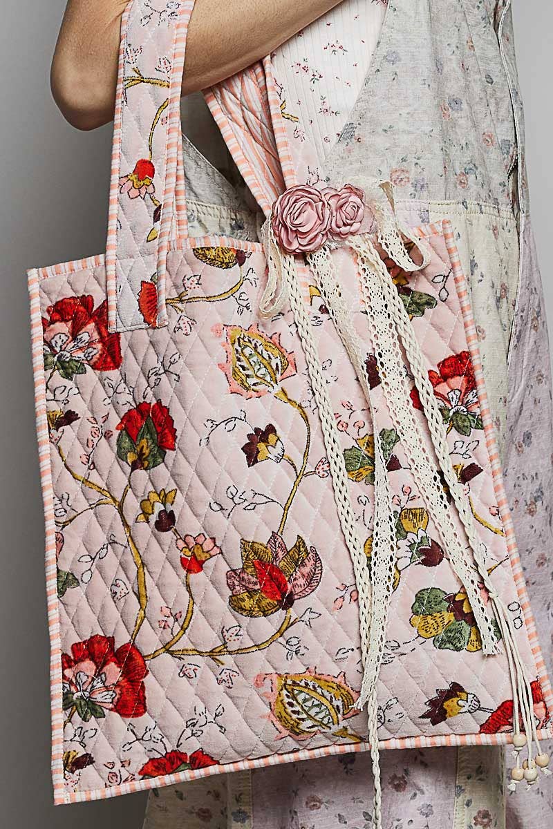Everyday Quilted Striped Tote Bag