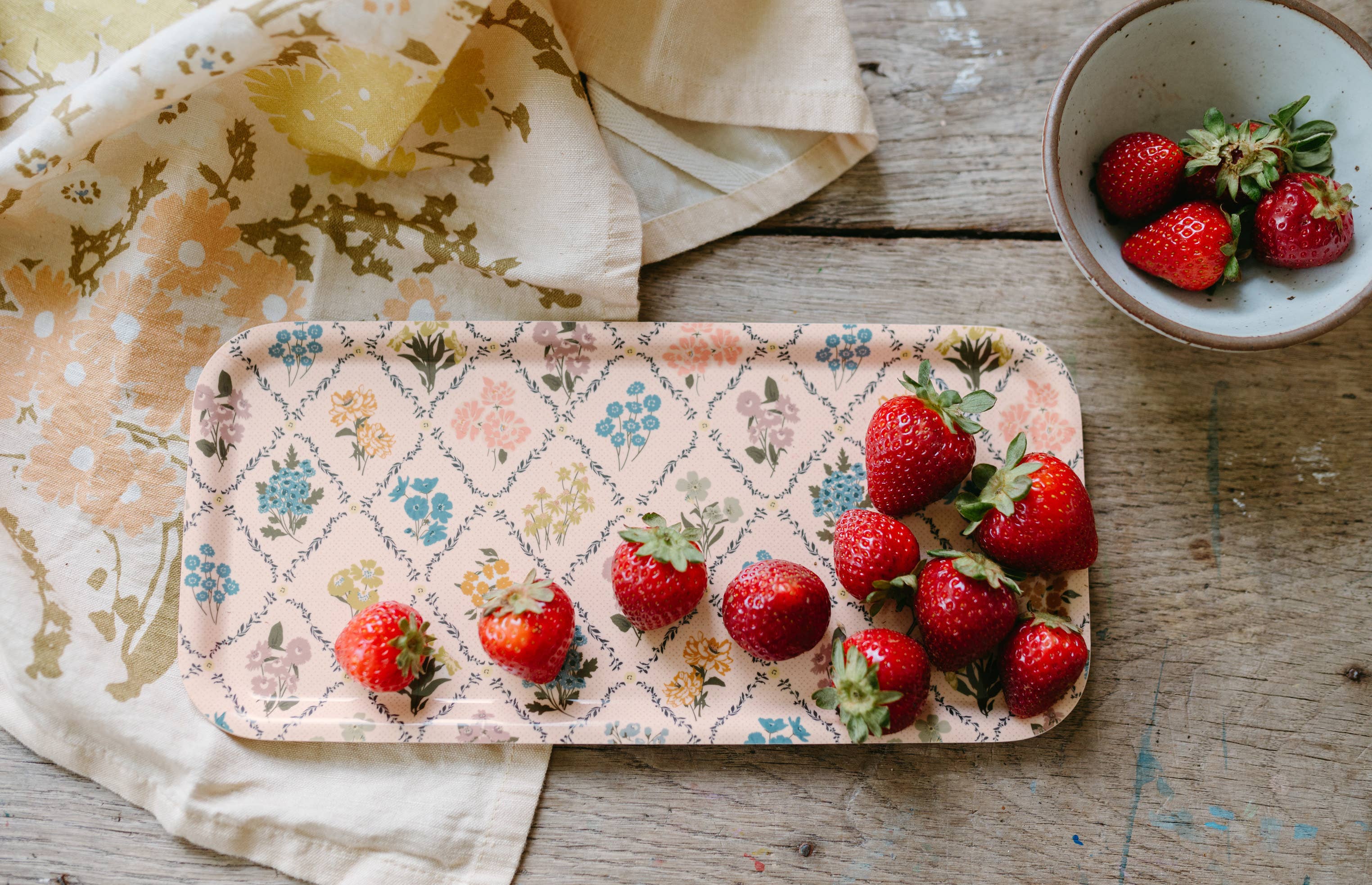 Trellis Tray | Floral Pattern Wooden Serving Trinket Tray