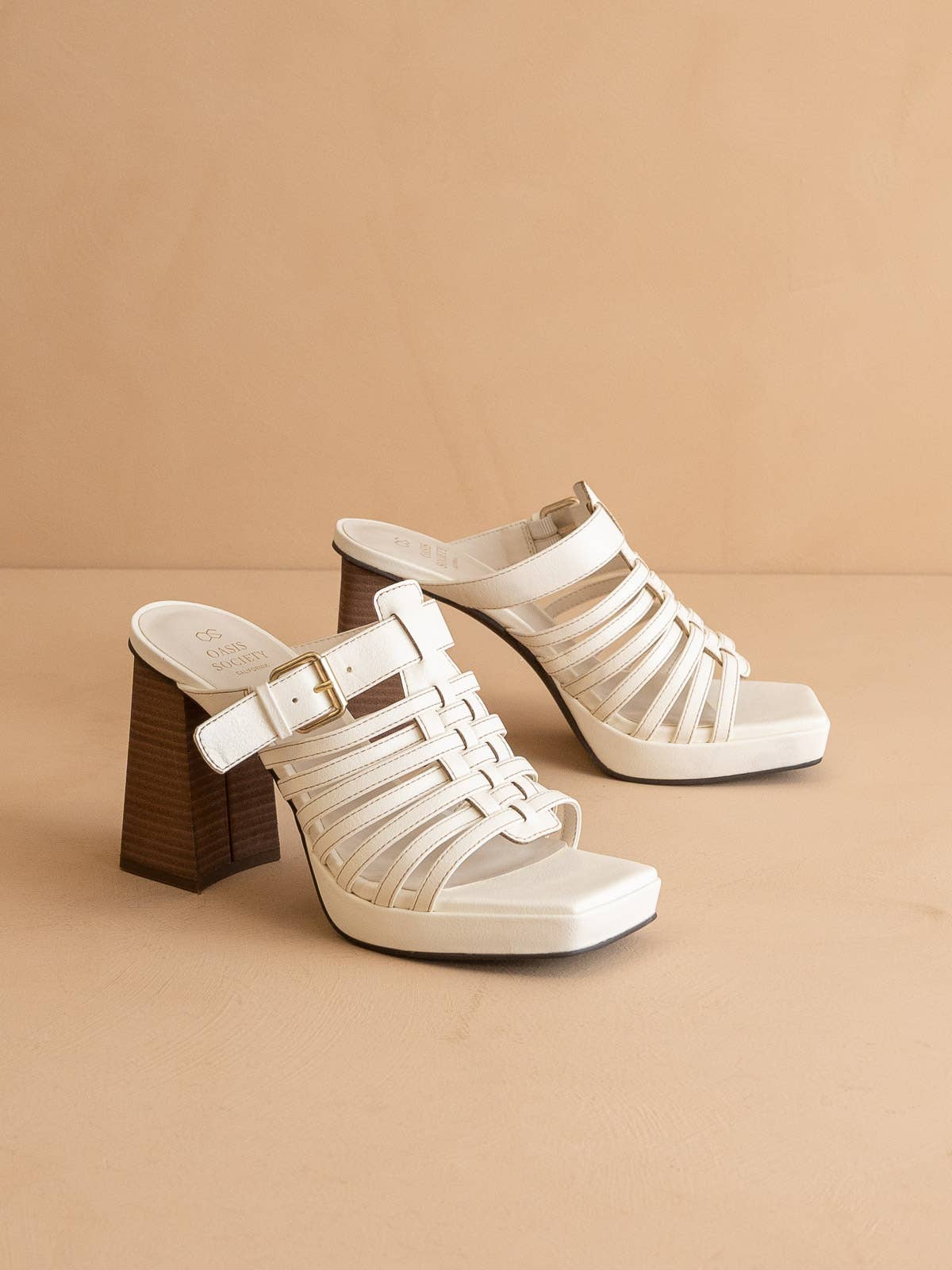 The Rome White | Basket Weave Inspired Sandal on A Platform