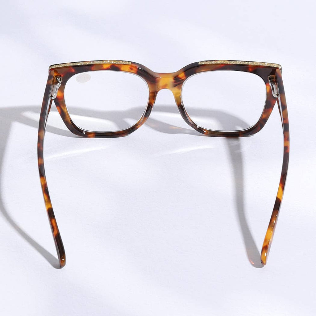 Wide Frame Glitter Side Fashion Reading Glasses