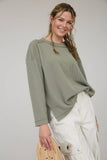 CREW NECK RIBBED LONG SLEEVE KNIT TOP (PRE-ORDER)