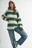 Oversized Striped Green & Lavender Sweater