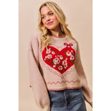 Big Valentine Heart Coquette Crop Sweater