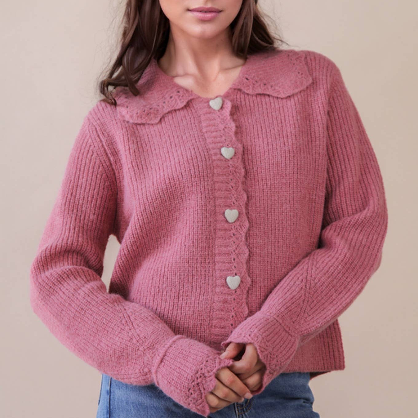 Heart Button Knit Cardigan