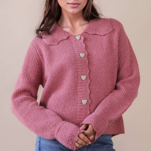 Heart Button Knit Cardigan