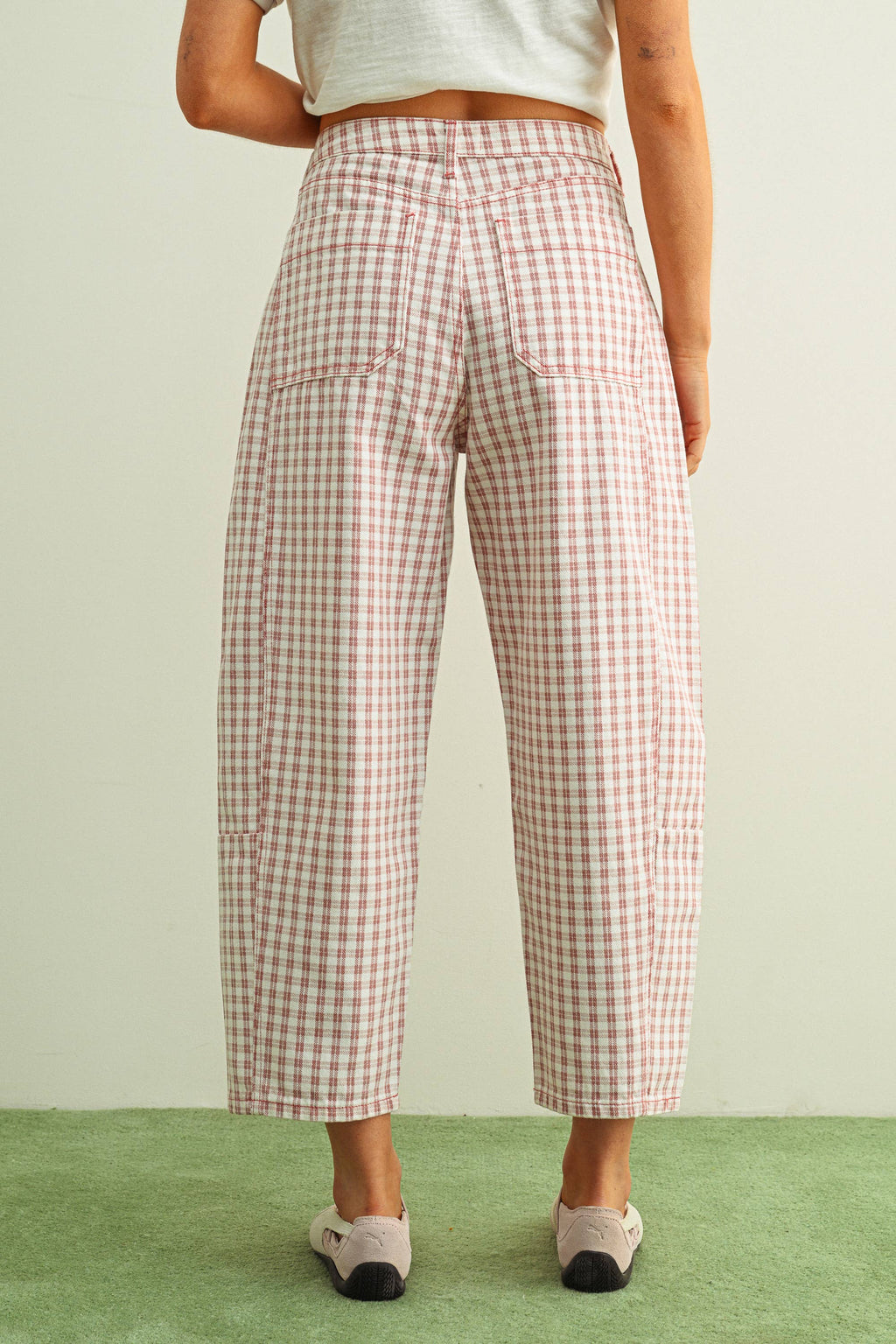 Mini Checker Barrel Pants - 6 Colors