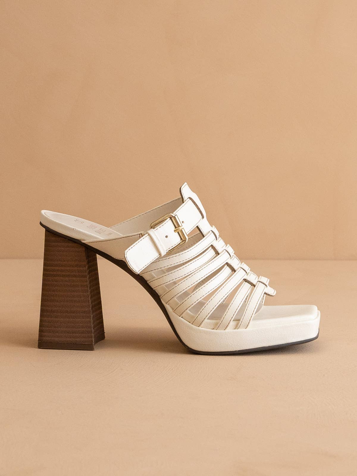 The Rome White | Basket Weave Inspired Sandal on A Platform