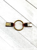 Cinch Clip for Clothes Bronze w/ Studded Brown Leather Clasp