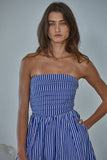 Striped Tube Neck Strapless Flare Maxi Dress
