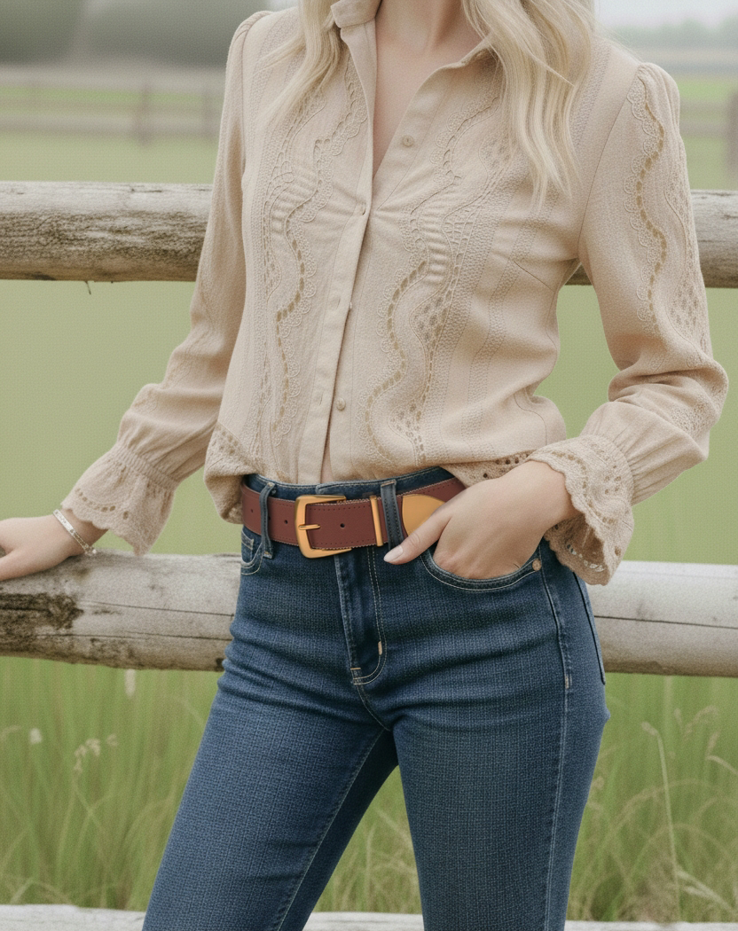 Zipper-Lined Suede Belt with Gold Hardware