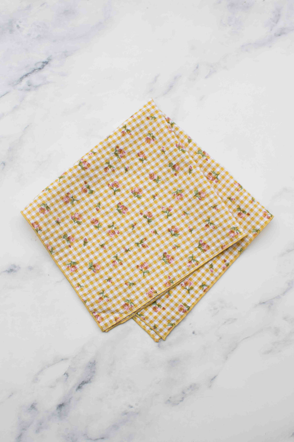 Floral Gingham Cotton Square Scarf
