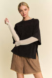 WASHED CREW NECK DROPPED DOLMAN SLEEVES TOP