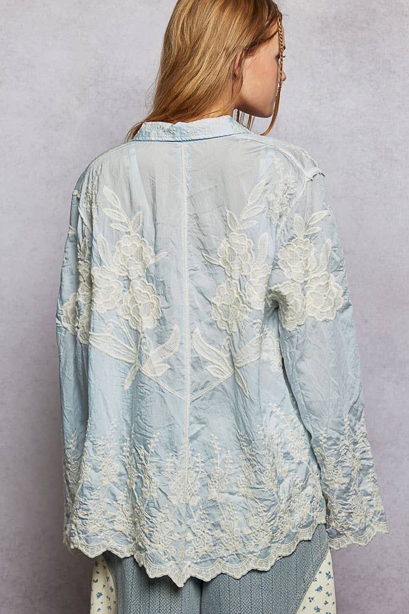 Flora Embroidered Scalloped Top