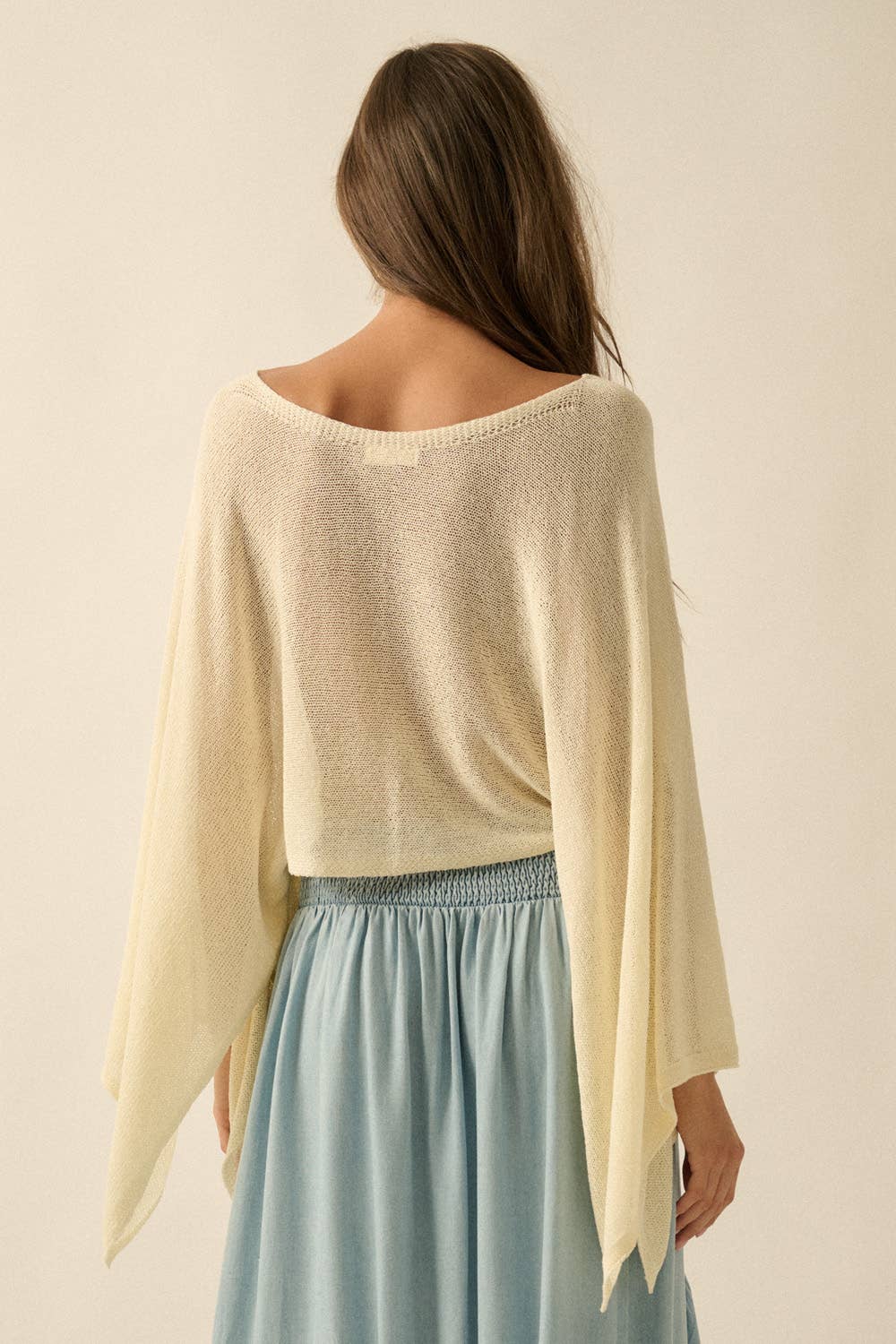 Cropped Poncho Style Knit Sweater