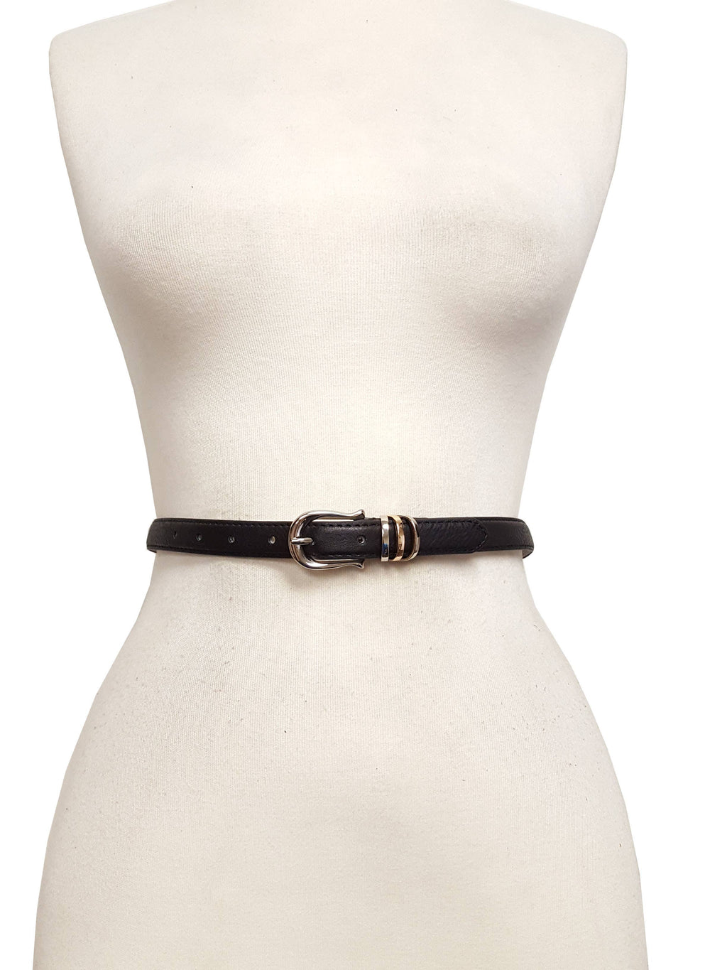 Classic Skinny Silver Buckle Belt