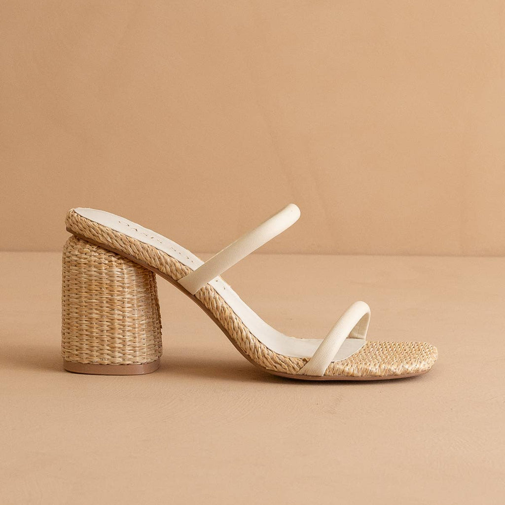 The Margaret Beige | Rattan Heel