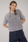 WASHED RIBBED SHORT SLEEVE TEE WITH POCKET (PRE-ORDER)