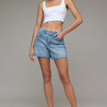 Medium Wash Classic 4in A Line Shorts