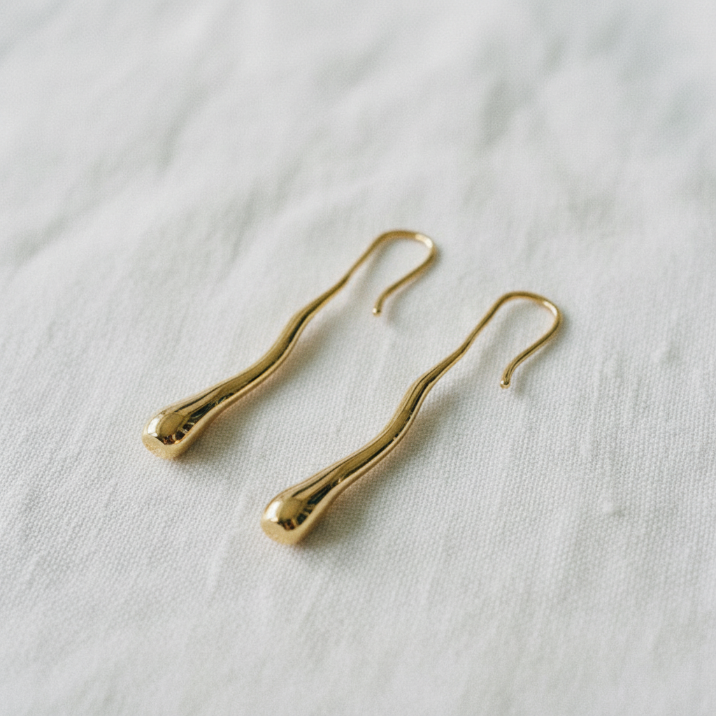 Sculptural Irregular Liquid Metal Teardrop Earrings