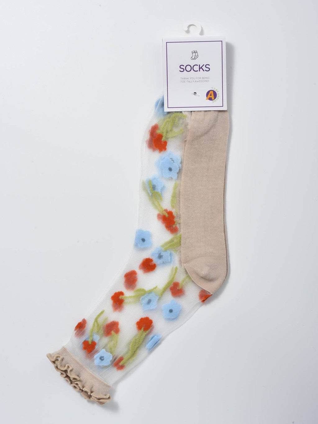 Rufia - Soft Sheer Floral Vine Crew Socks