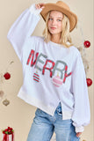 Merry With Ornament Patchwork Oversized Long Sleeve Top