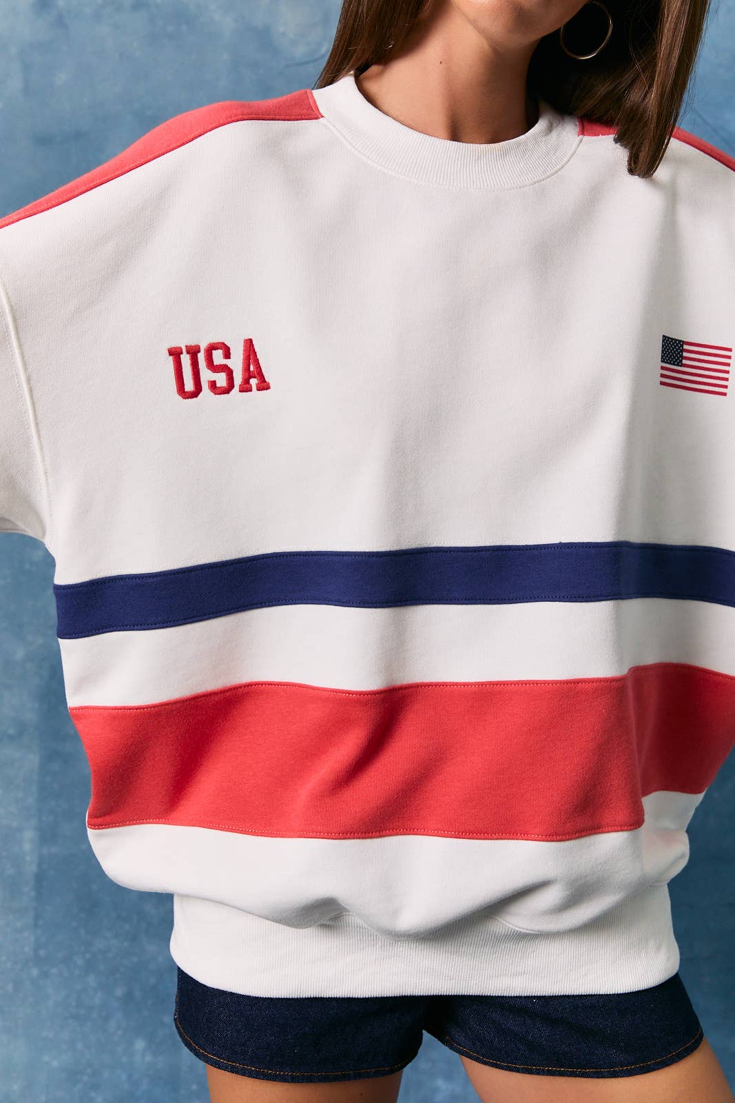 USA COLOR BLOCK OVERSIZED SWEATSHIRT