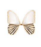 White Mother of Pearl Golden Butterfly Statement Ring