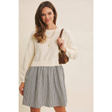 EASY COFFEE DATE BACK RIBBON TWOFER MINI SWEATER DRESS