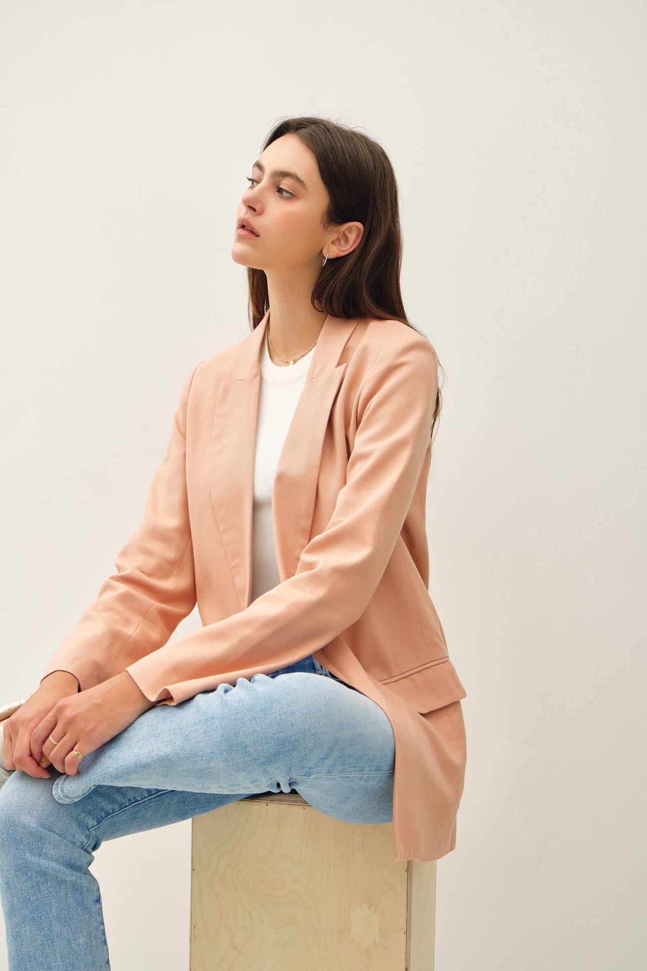 Classic Linen Oversized Blazer - Dusty Apricot