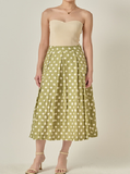 Linen Polka Dot Midi Full Skirt