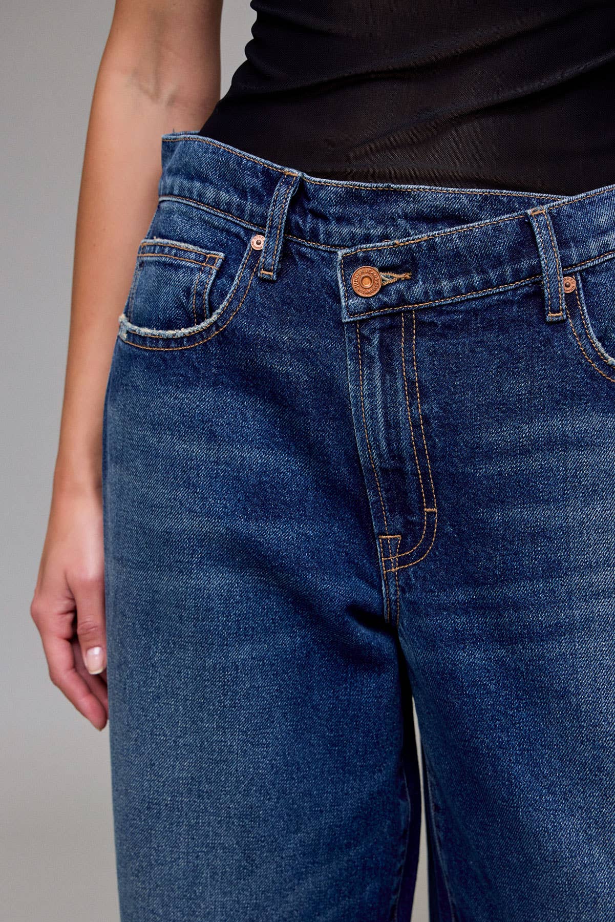 Dark Wash Low Slung Crossover Oversized Baggy
