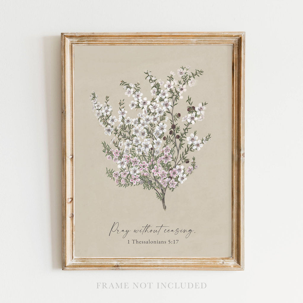 Pray without Ceasing Wall Art Print Christian Gift Decor: 5x7 Art Print