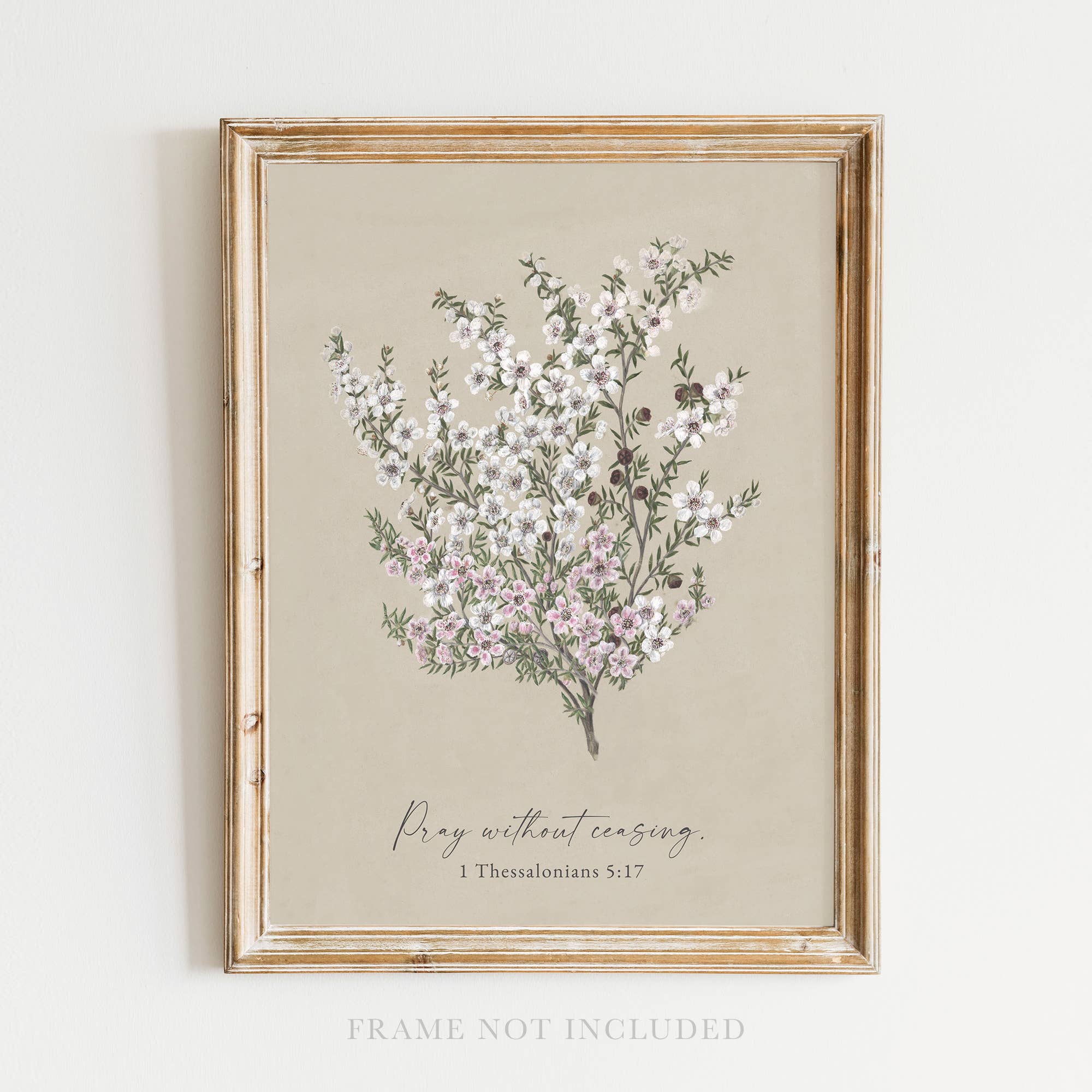 Pray without Ceasing Wall Art Print Christian Gift Decor: 5x7 Art Print